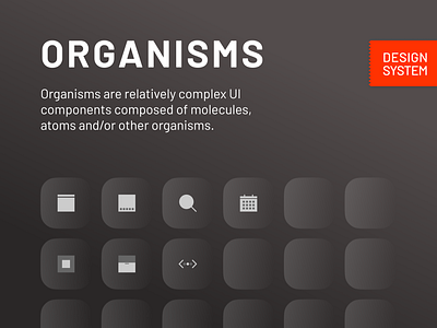 design system: organisms app atom card clean design system grocery illustration minimal molecules oragnisms pages template ui ux widget
