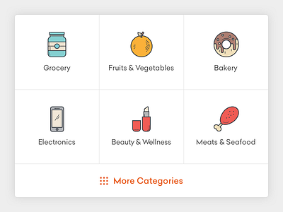 Categories card categories clean grid icon minimal simple ui ux visual