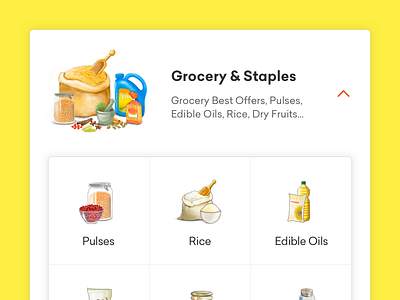 Expandable Category android card cart clean ecommerce grocery grofers ios minimal shop ui ux