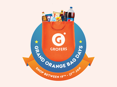 Grofers - Grand Orange Bag Days bachat branding categories clean days delivery design grand grocery grofers illustration logo minimal orange bag typography ui ux vector