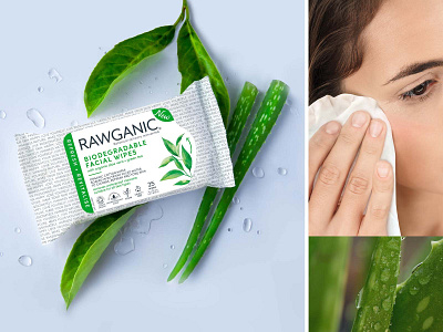 RAWGANIC refreshing facial wipe packaging redesign cotton eco ecobranding face wipes facial wipe packaging organic organic skincare packaging pack redesign packaging design packagng