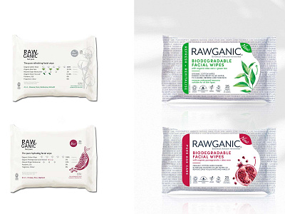 RAWGANIC organic facial wipe packaging redesign branding design eco ecobranding face wipes facial wipes packaging