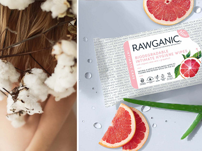 RAWGANIC intimate wipe pack redesign eco organic certified organic skincare pack redesign packaging]packaging design rebrand redesign