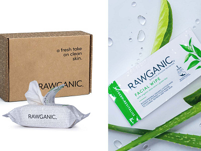RAWGANIC refreshing facial wipe packaging redesign brand identity branding ecobranding face wipes facial wipes natural skincare organic skincare packaging design pckaging rebrand redesing