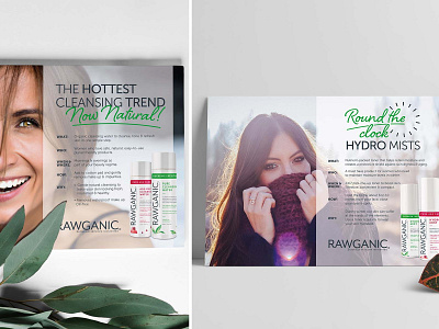 RAWGANIC product info card design graphic leaflet linfo card print design