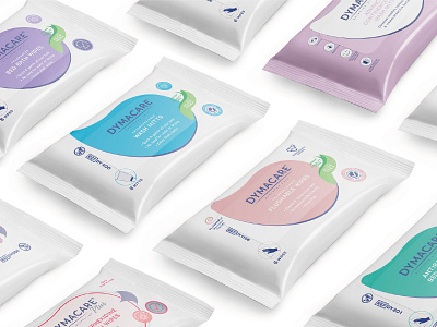 Dymacare rebrand - packaging redesign brand identity branding dymacare graphic design healthcare hospital care product medical product packaging personal care product redesign wet wipes
