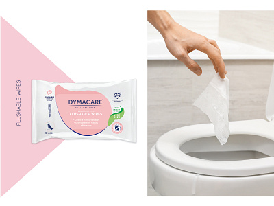 Dymacare rebrand - packaging redesign - flushable wipes bed bath branding bum wipes design dymacare flushable wipes graphic design healthcare brand redesign intimate care medical brand redesign personal care redesign wet wipes