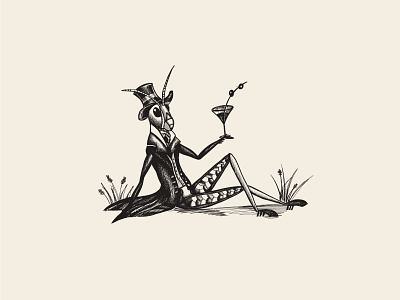 Grasshopper logo design - vintage illustration