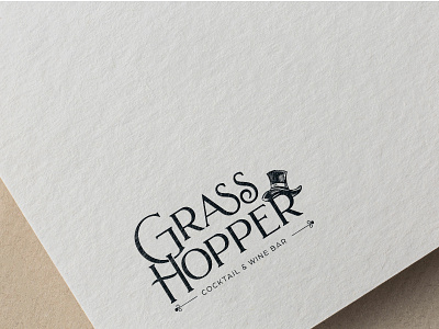 Grasshopper logo design for a cocktail and wine bar
