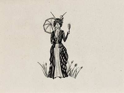 Victorian Lady Grasshopper illustration