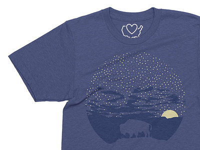A Starry Night in Kansas Tshirt 50statesapparel buffalo field kansas moon silhouette stars state tshirt usa