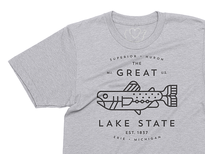 The Great Lake State apparel design fish great lakes illustration line michigan state state tshirt trout tshirt