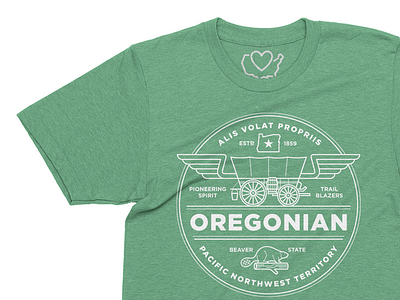 The Oregonian 50 states 50 states apparel beaver design illustration northwest oregon pnw state state tshirt trail wagon