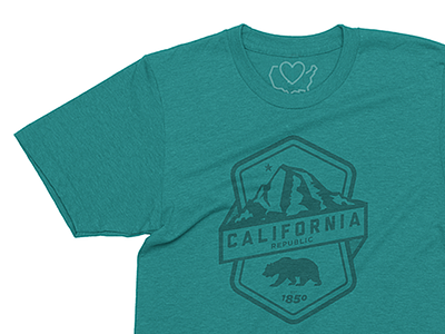 Badge of the Republic. California. 50 states apparel apparel badge bear california illustration mountains nature state tshirt states tshirt usa