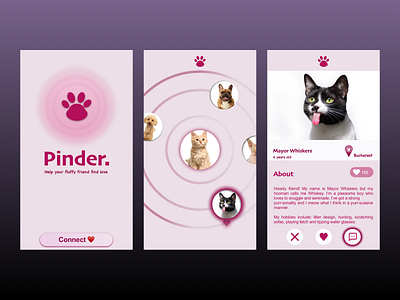 Pet Dating App app cats dating dating app design dogs mobile pets pink purple ui