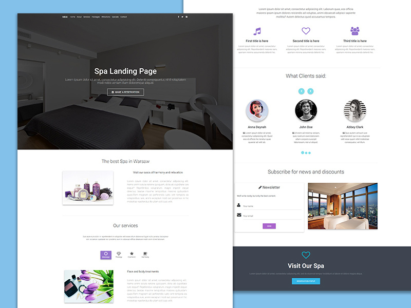 Material Design Spa Landing Page js javascript ui ux css html template web design