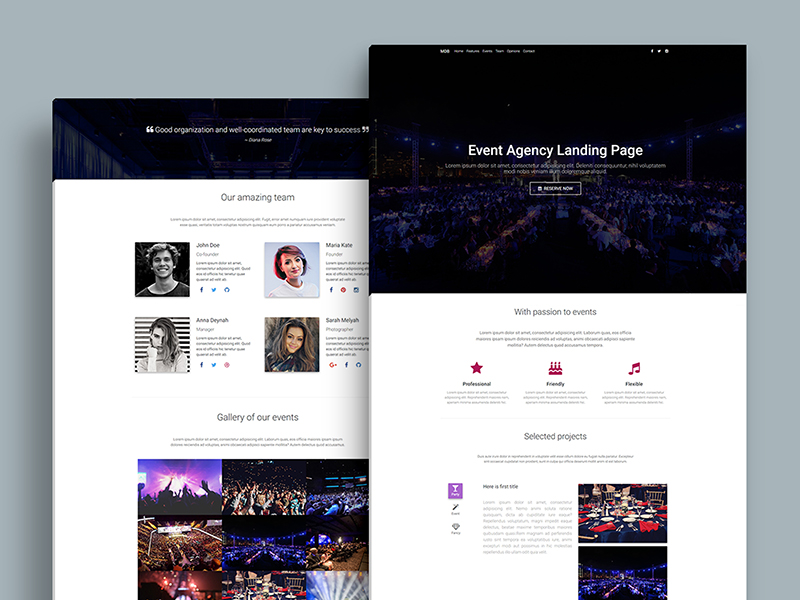 Event Landing Page based on Material Design by MDBootstrap on Dribbble