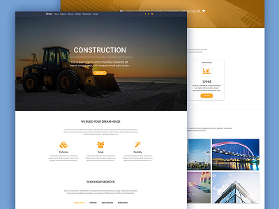Construction Landing Page architect bootstrap business contruction design landignpage meterial design portfolio