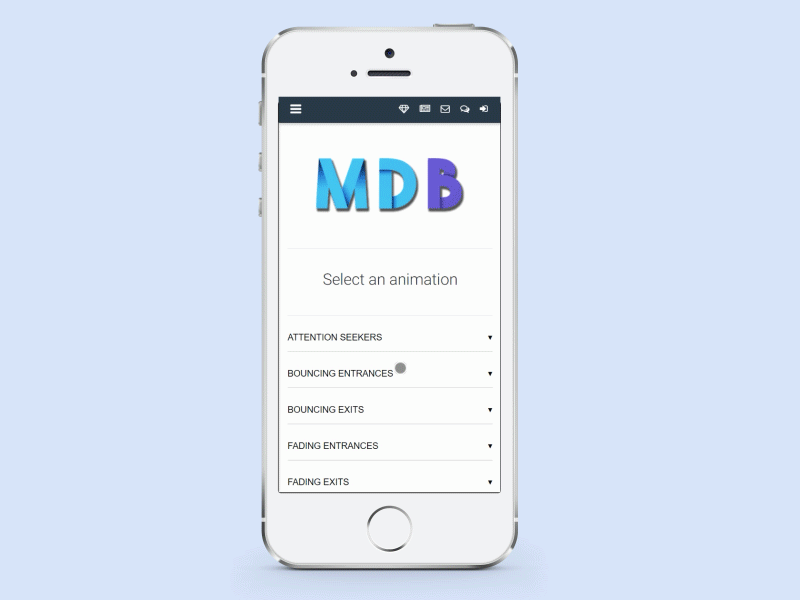 MDB Animations responsive material design animations bootstrap