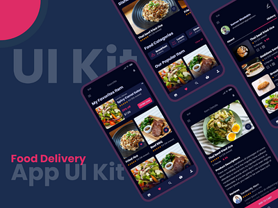 Food Delivery App UI Kit Dark Food App