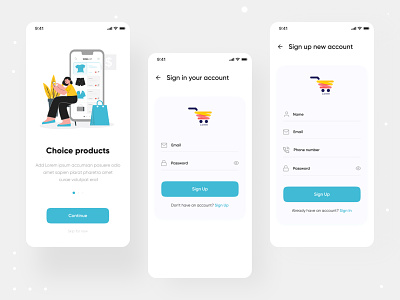 Mobile Sign Up Sign in Form character design ecommerce ecommerce app ecommerce design illustration interface login login ui minimal mobile mobile app mobile app design mobile design mobile signup form onboarding sign up form signup signupform ui ux