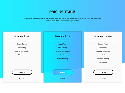 Pricing Table account dashboard fluid price pricing quote register shape table tables testimonials ui