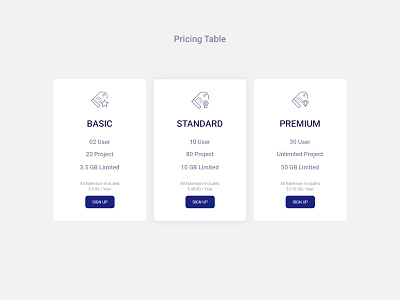 Pricing Page Freebie PSD