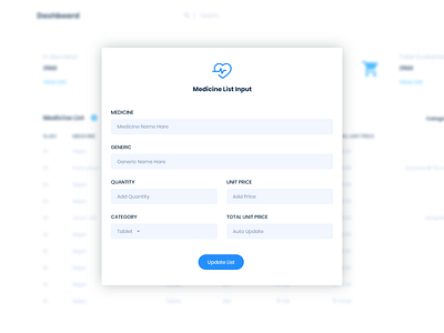 Modal window For pharmacy management WIP agency app behance case dashboard design experience illustration interface landing management medicine minimal page pharmacy ui user ux web website