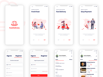 Onboarding and profile for food app android app design app ui ecommerce food food and drink food app food app ui food delivery app food delivery application food design food truck free freebie ios onboarding profile signin ui kit ux