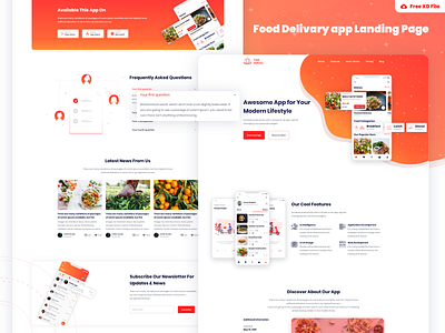 Food Delivery App Landing Page Freebie app landing experience food delivary free download freebie interface landing landing page login minimal registration saas landing page sign simplicity special ui up usability user ux