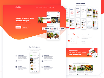 Food Delivery app Landing Page V2 app landing experience food delivary free download freebie interface landing page login minimal registration saas landing page sign simplicity special ui up usability user ux