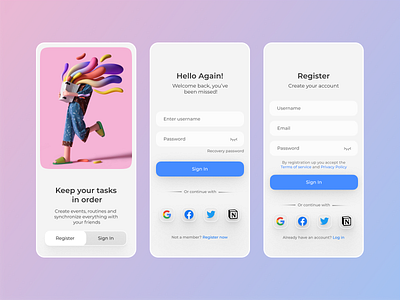 Sign Up and Register Sreens | Mobile App | Ui design graphic design ui ux