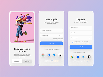 Sign Up and Register Sreens | Mobile App | Ui
