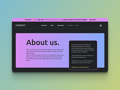 Land Page | Stootify | Ui design graphic design ui ux