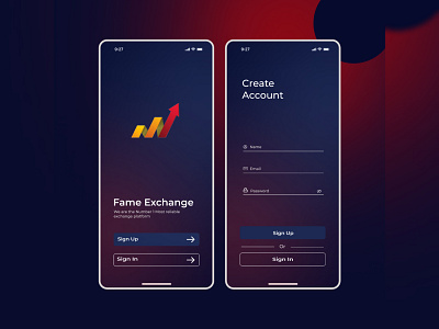 Fame Exchange Sign up page 001 app dailyui design icon ui