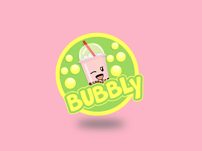 BUBBLY bubble design flat logo smiley tea
