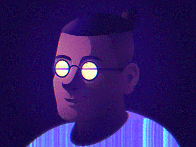 Nojuan animation channel gif glitch gradients id light noise portrait profile reflection trippy