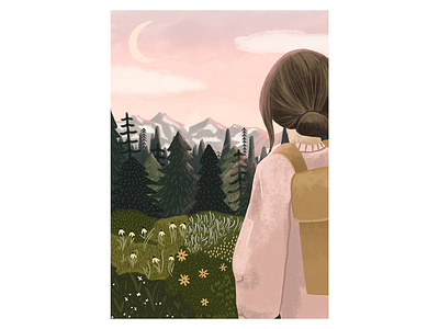 Morning Hike digital illustration illustration photoshop