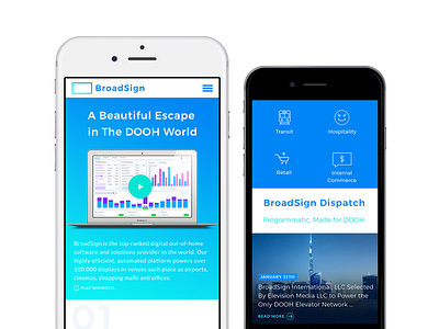 Broadsign Interface Mobile Website clean design gradient icon mobile redesign responsive ui website