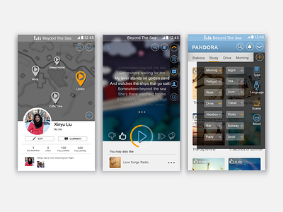 Pandora app design mobile