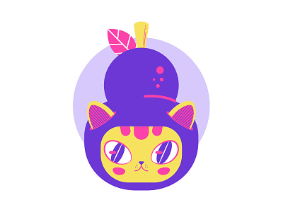 Purplecat cat cute ilustration kawaii