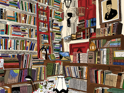 Halabi's Bookshop - Digital illustration