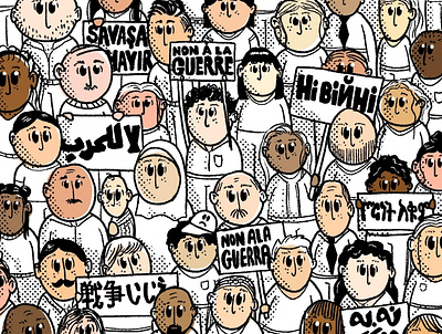 Stop war, in 10 languages character design design digital illustration illustration vector