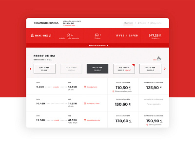 TRASMEDITERRANEA board design flow product project responsive travel trip web