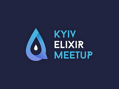 Logo for Kyiv Elixir Meetup blue branding drop elixir gradient kyiv logo logotype minimal simple