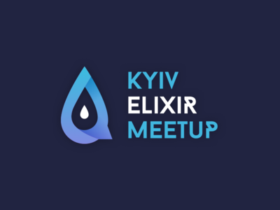 Logo for Kyiv Elixir Meetup blue branding drop elixir gradient kyiv logo logotype minimal simple