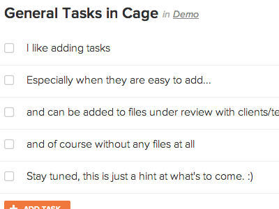 General Tasks cage cageapp projects task task list tasks to do todo todo list