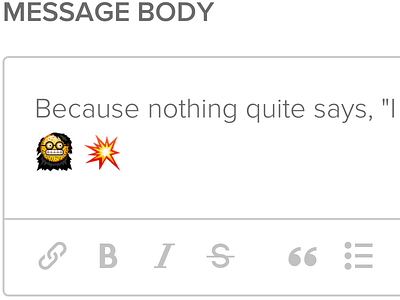 Neckbeards and Booms comments editor emoji messages rich text