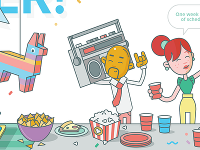 Celebrate Sooner. boombox fun illustration launch party web