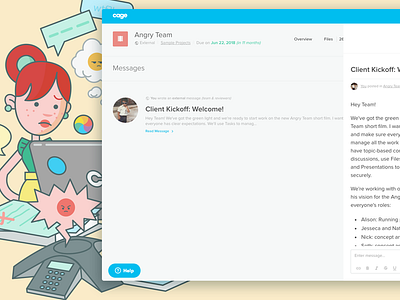 Messages clients collaboration communication illustration product projects team ui